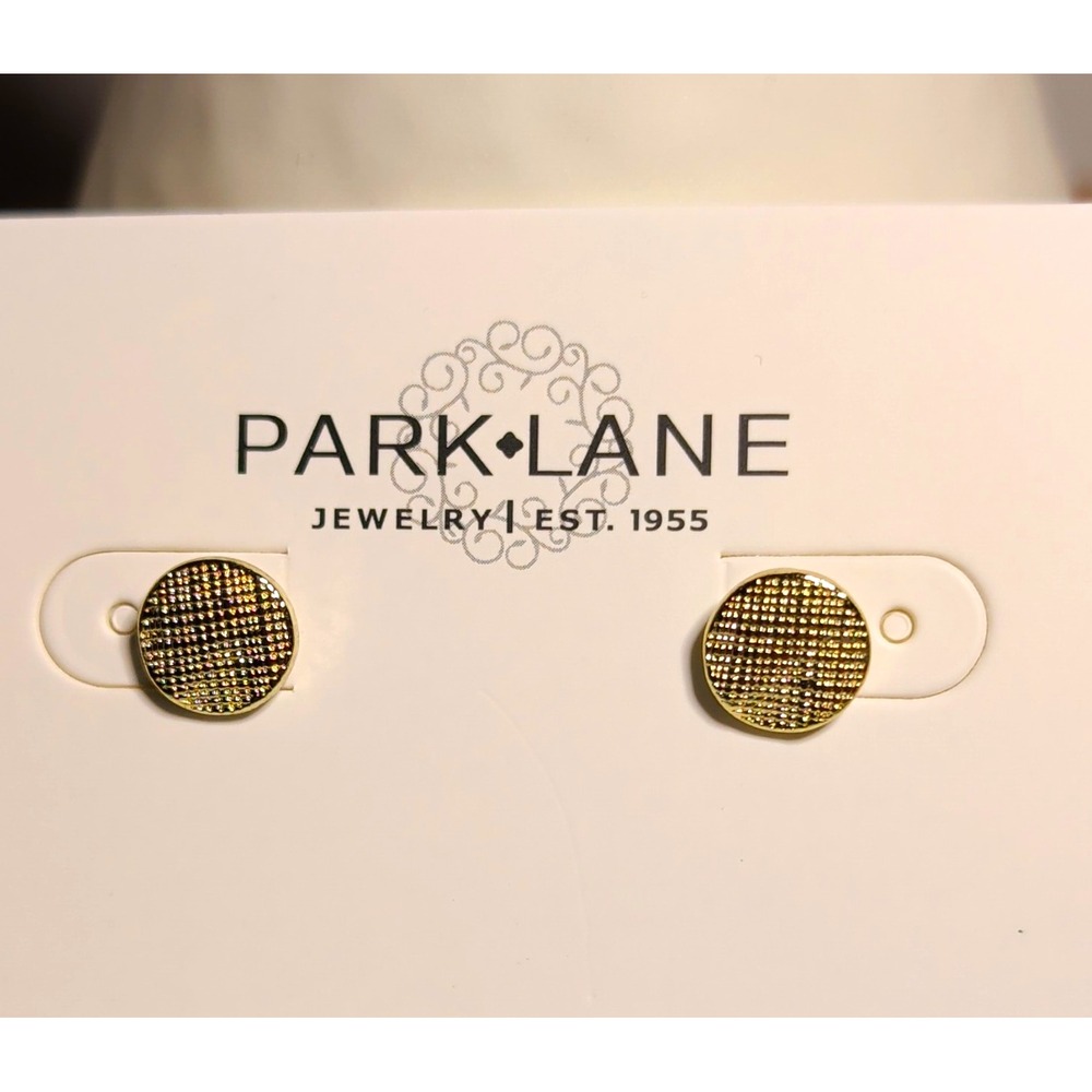 Park Lane Gold Tone Round Textured Stud Earrings Butterfly Back No Stone